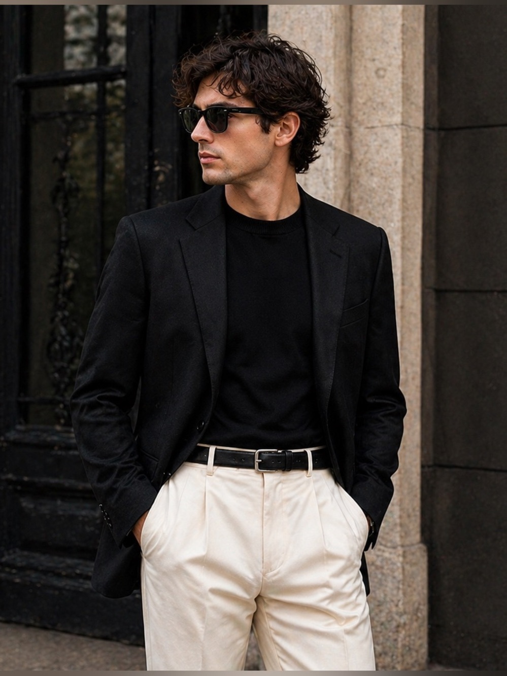 Men’s Black Wool Cashmere Blazer Pronto Moda Italy Luxury Minimalist JFKJR 42S